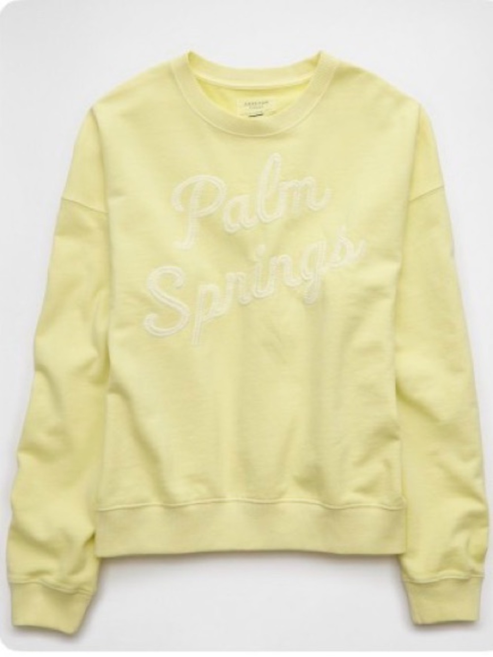 AE Palm Springs Embroidered Crewneck Sweater - Lemon Yellow